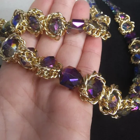 New Eye Candy Los Angeles two strands statement necklace 14 Kt gold plated - Picture 15 of 16